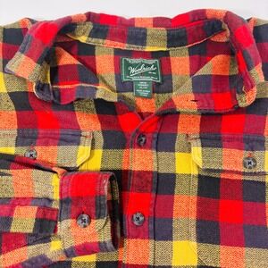 Woolrich Oxbow Bend Flannel Shirt  Red Yellow Window Plaid Button Down Men's XL